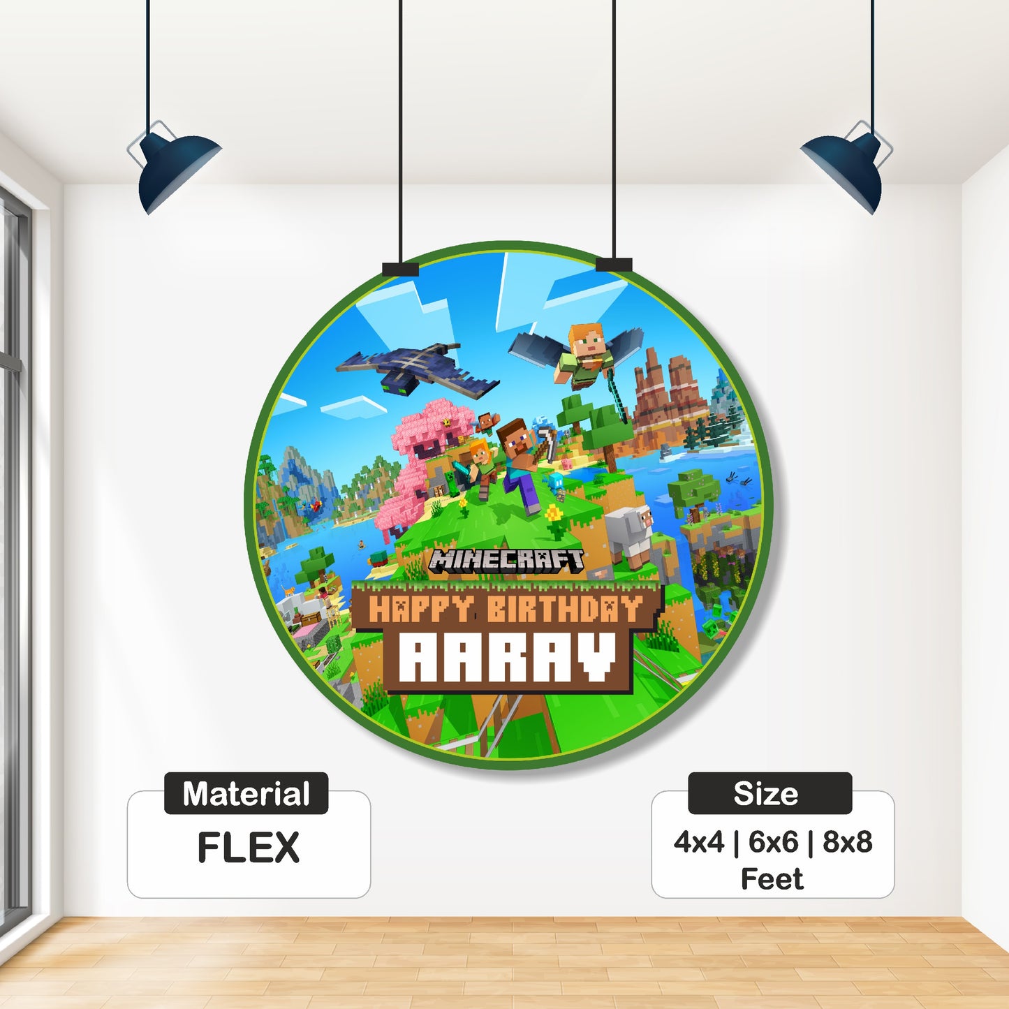 Minecraft Theme Classic Round Backdrop