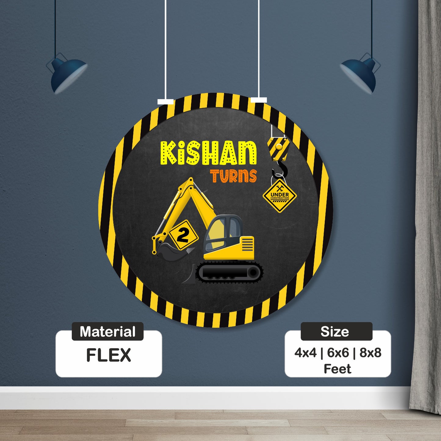 Construction Theme Customized Round Backdrop