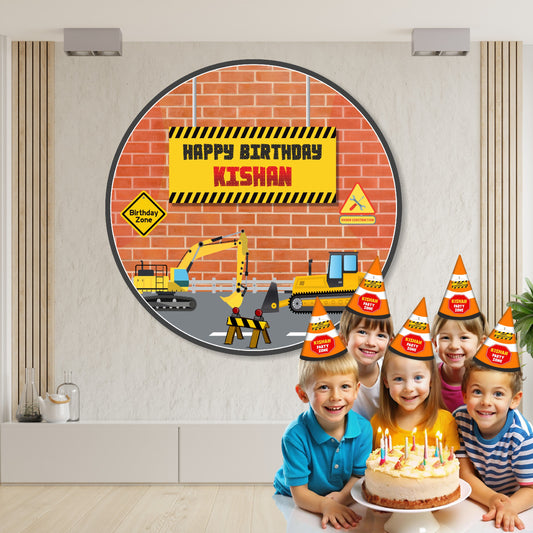 Construction Theme Classic Round Backdrop