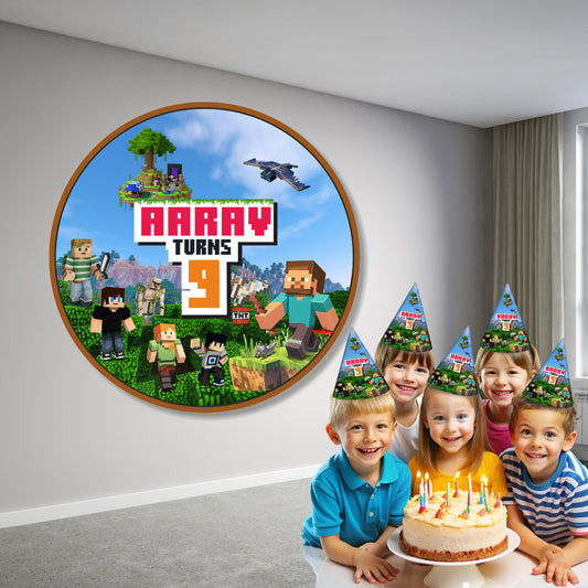Minecraft Theme Customized Round Backdrop