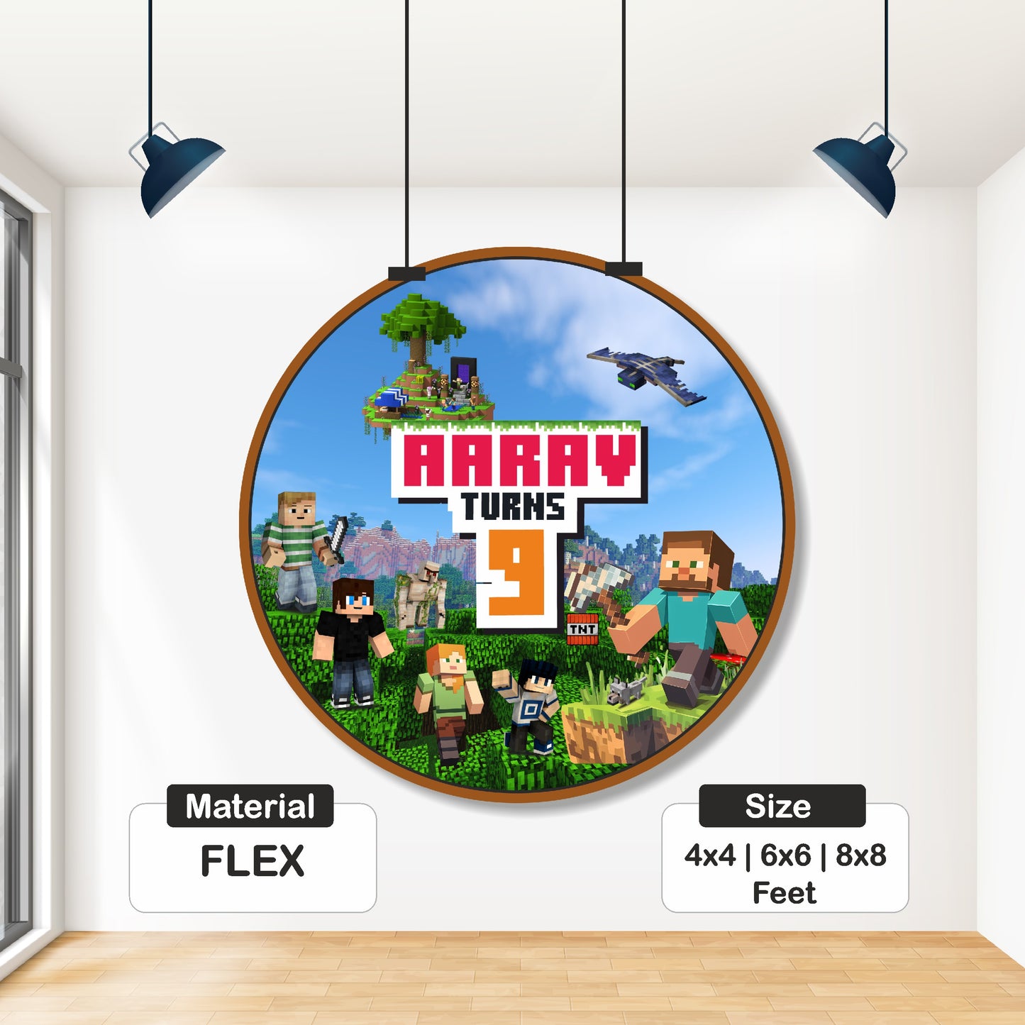 Minecraft Theme Customized Round Backdrop
