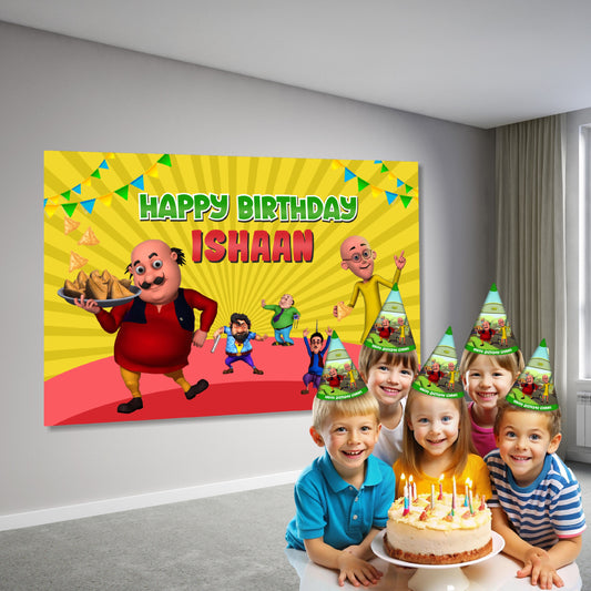 Motu Patlu Theme Personalized Backdrop