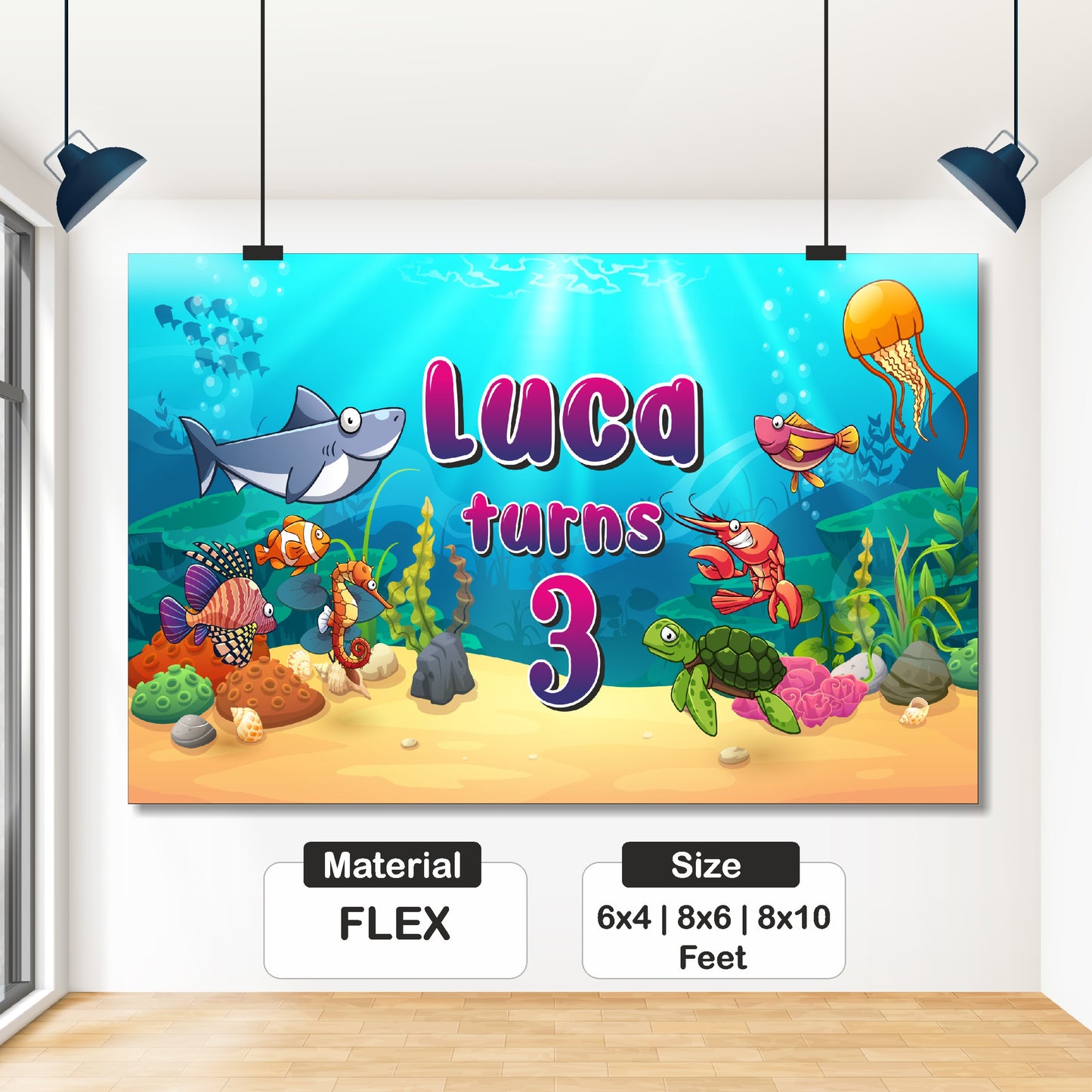 Under the Sea Theme Personalized Backdrop
