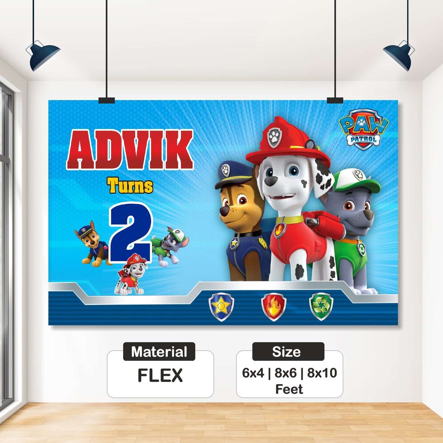 Paw Patrol Theme Personalized Backdrop