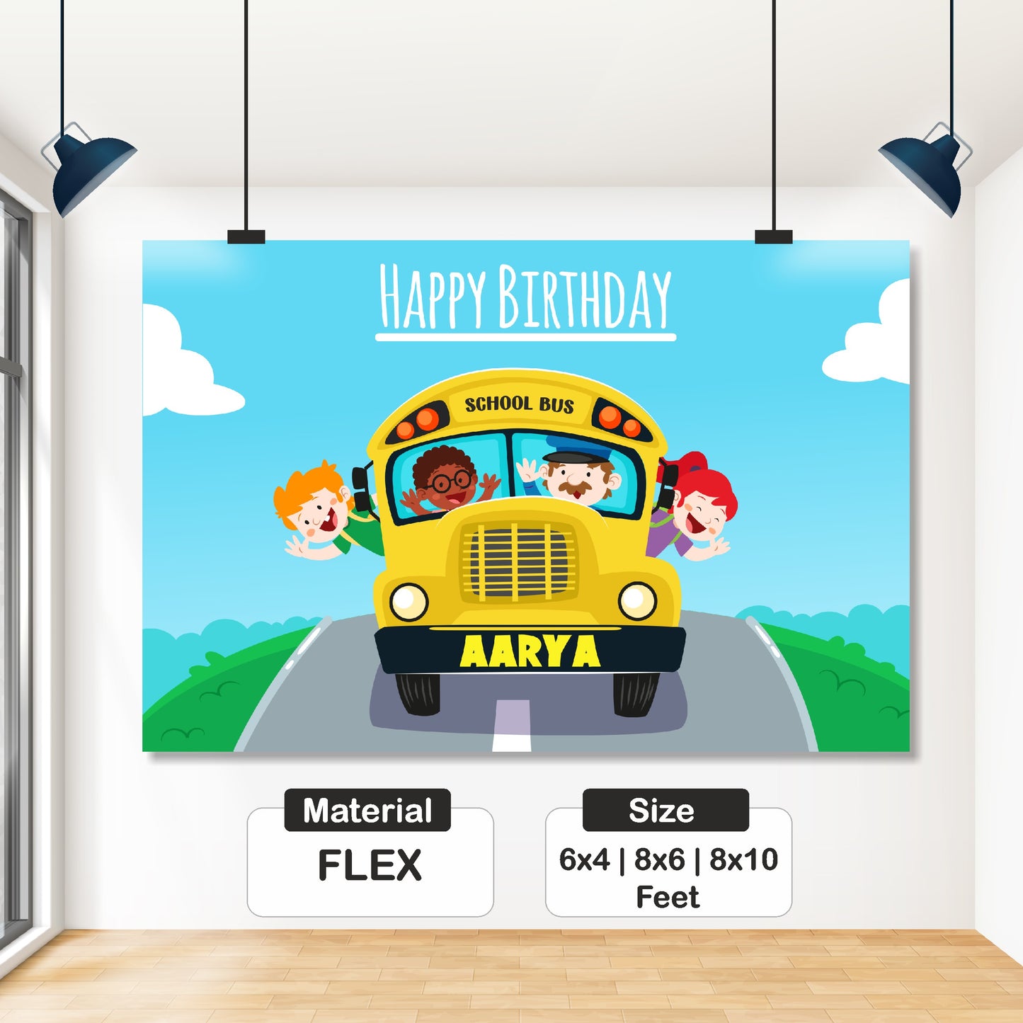 Wheels on the Bus Theme Personalized Backdrop