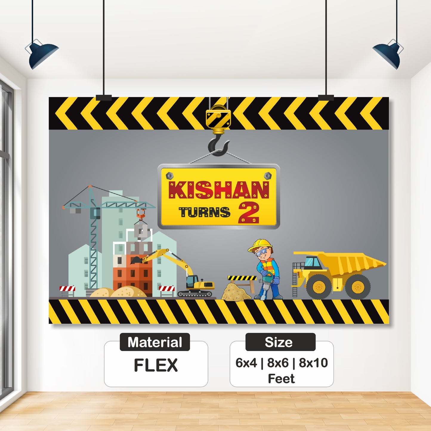 Construction Theme Personalized Backdrop