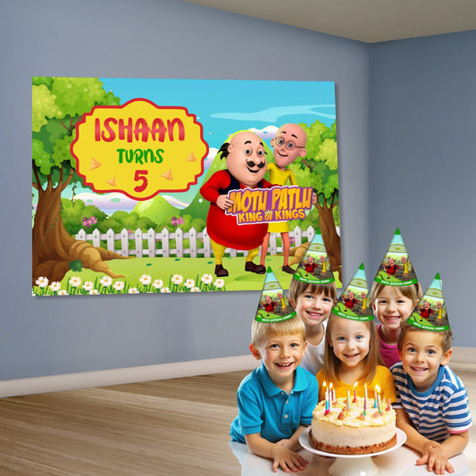 Motu Patlu Theme Customized Backdrop