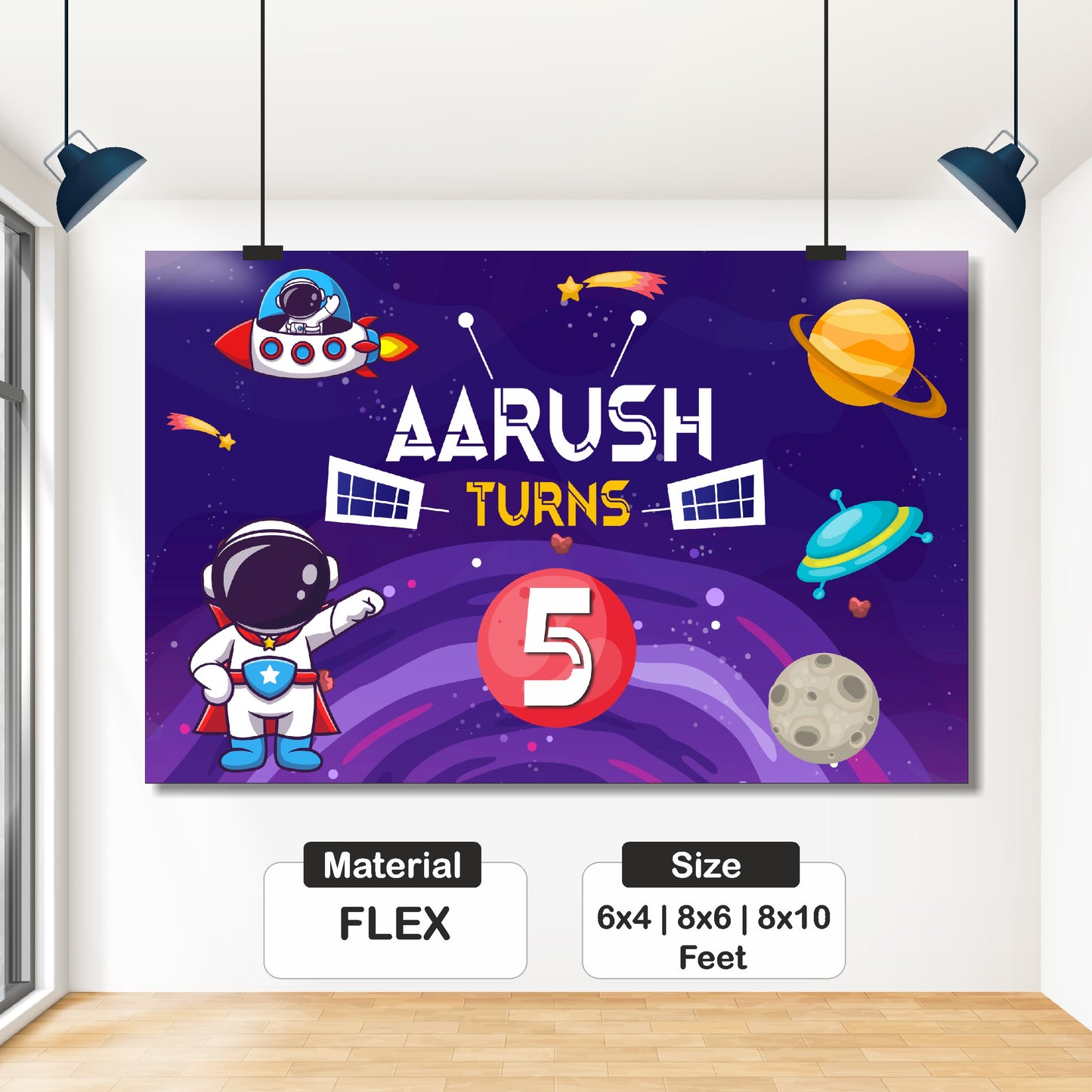 Space Theme Personalized Backdrop