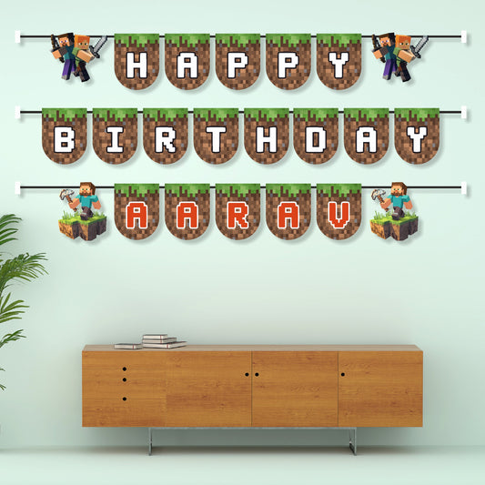 Minecraft Theme Personalized Bunting
