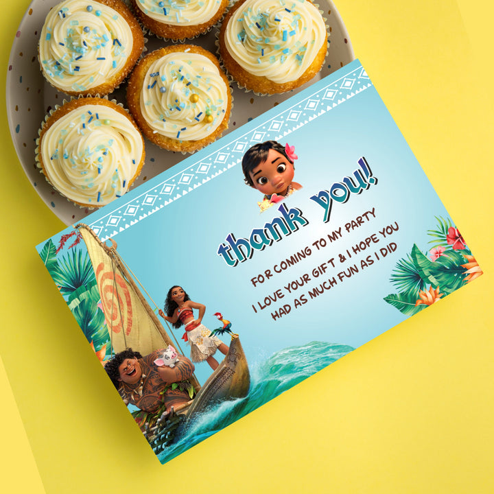 Moana Theme Thank You Cards My Store