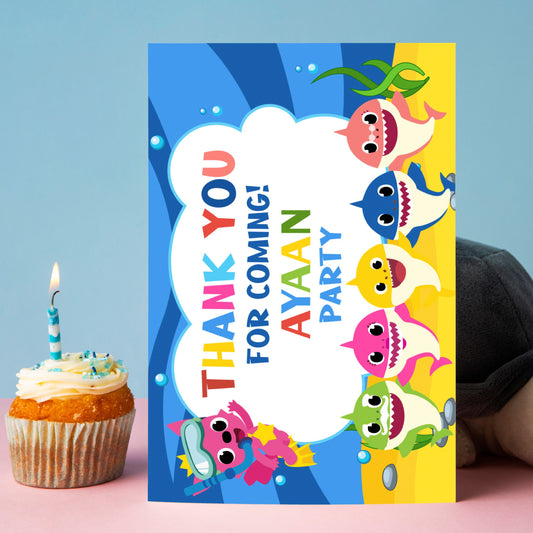 Baby Shark Theme Thank You Cards