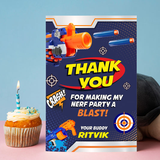 Nerf Gun Theme Thank You Cards