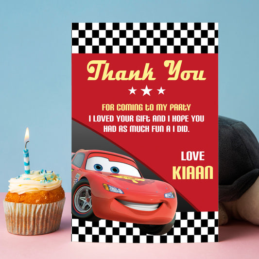 McQeen Car Theme Thank You Cards