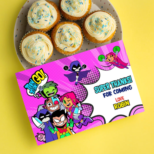 Teen Titans Theme Thank You Cards