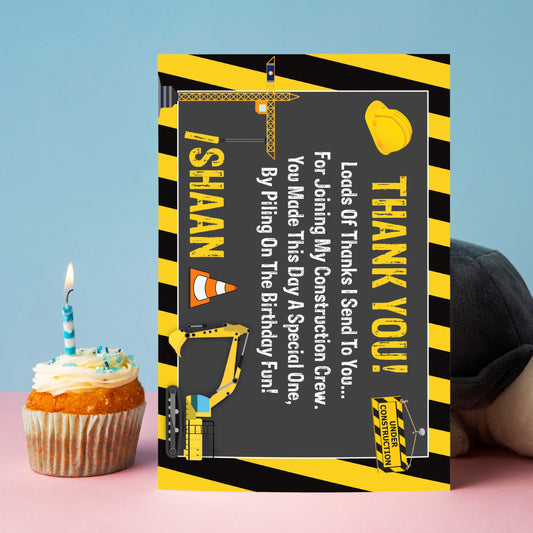 Construction Theme Thank You Cards