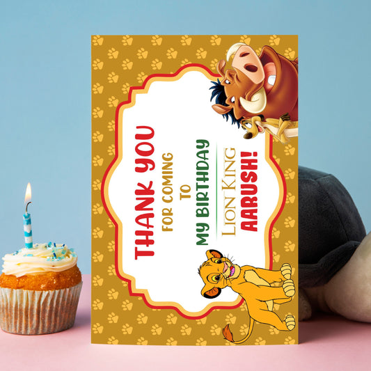 Lion King Theme Thank You Cards