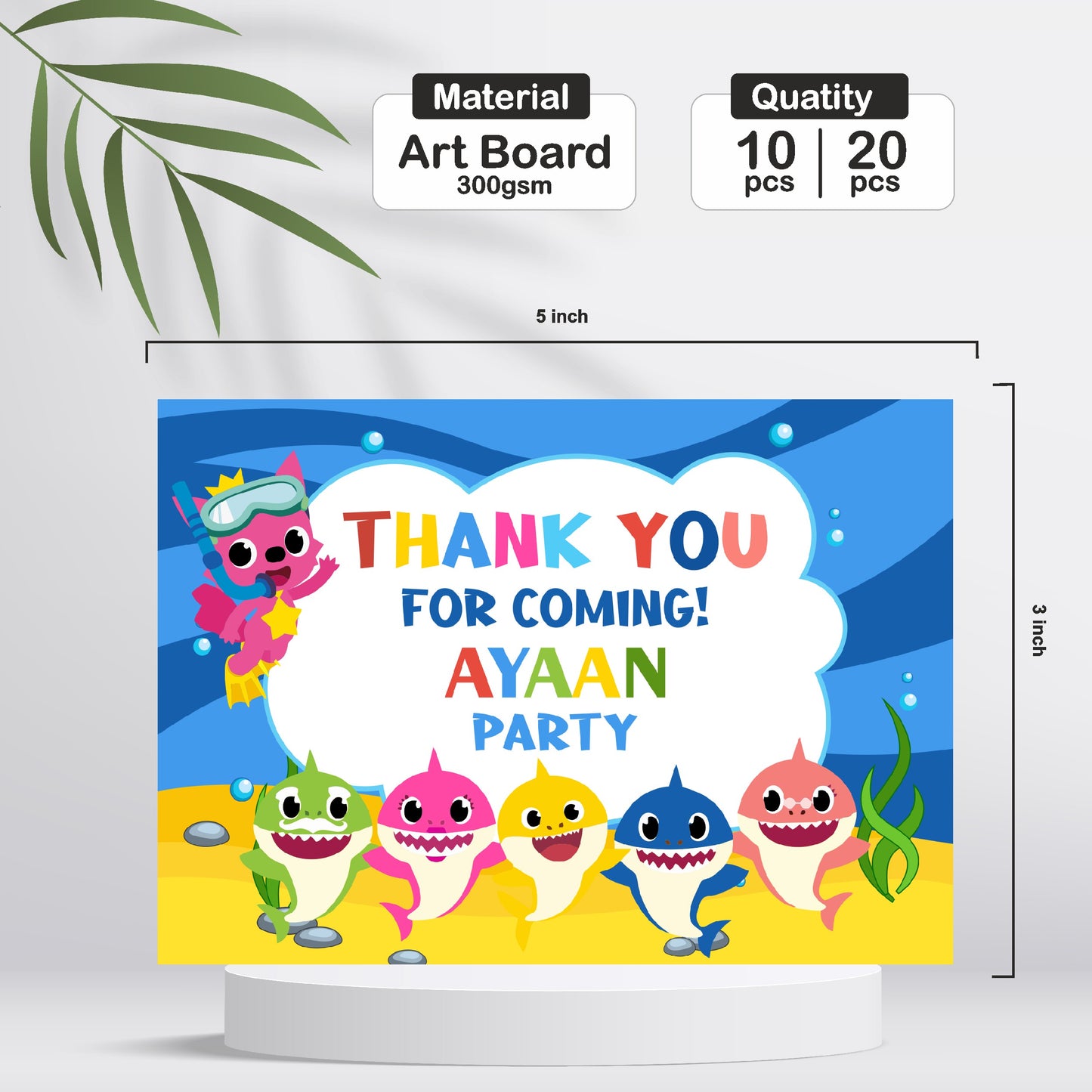 Baby Shark Theme Thank You Cards