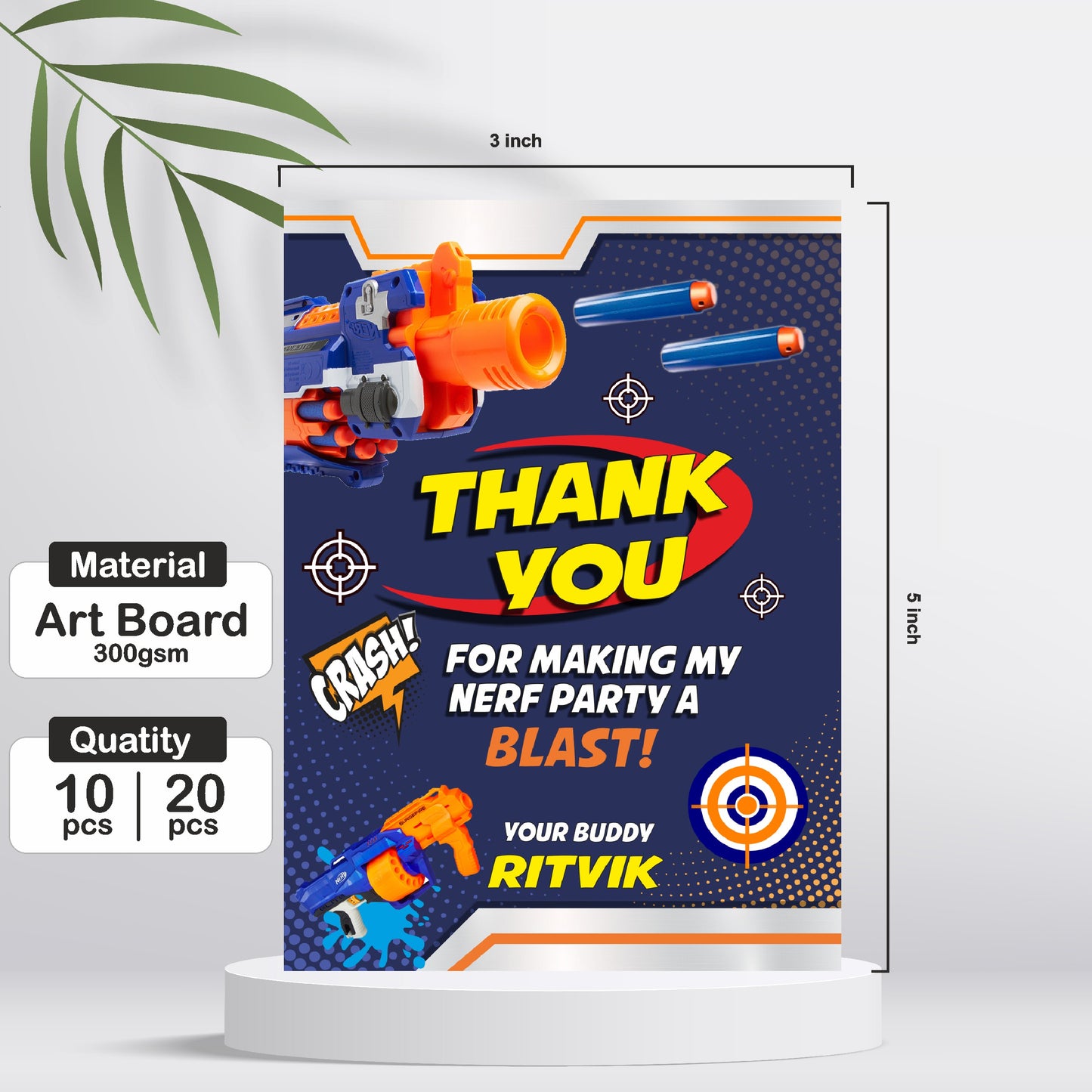 Nerf Gun Theme Thank You Cards