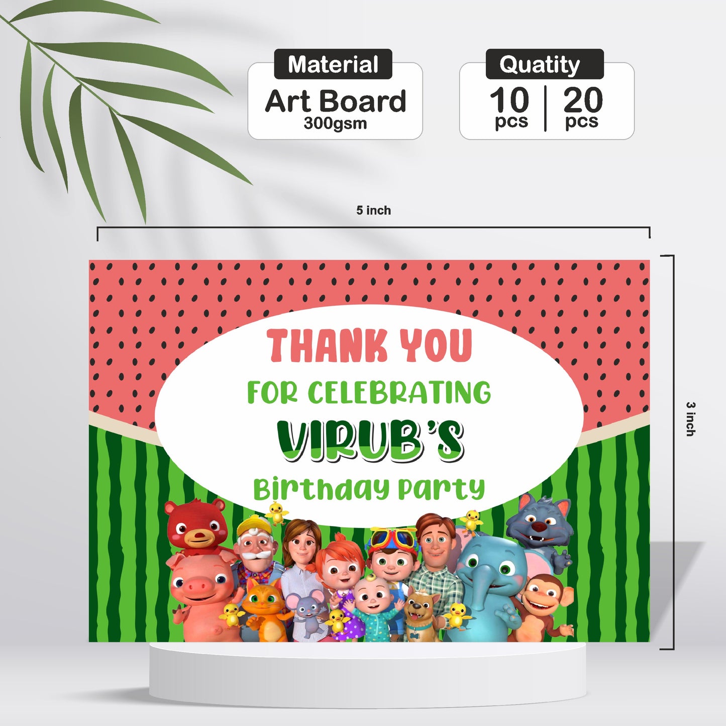 Cocomelon Theme Thank You Tag