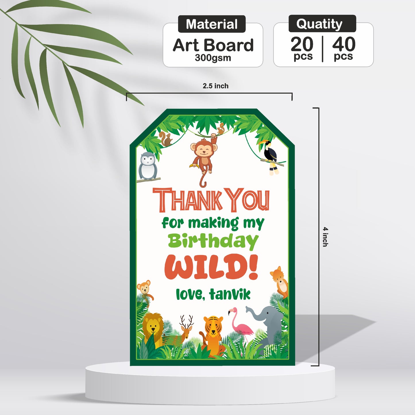 Jungle Theme Thank You Tag