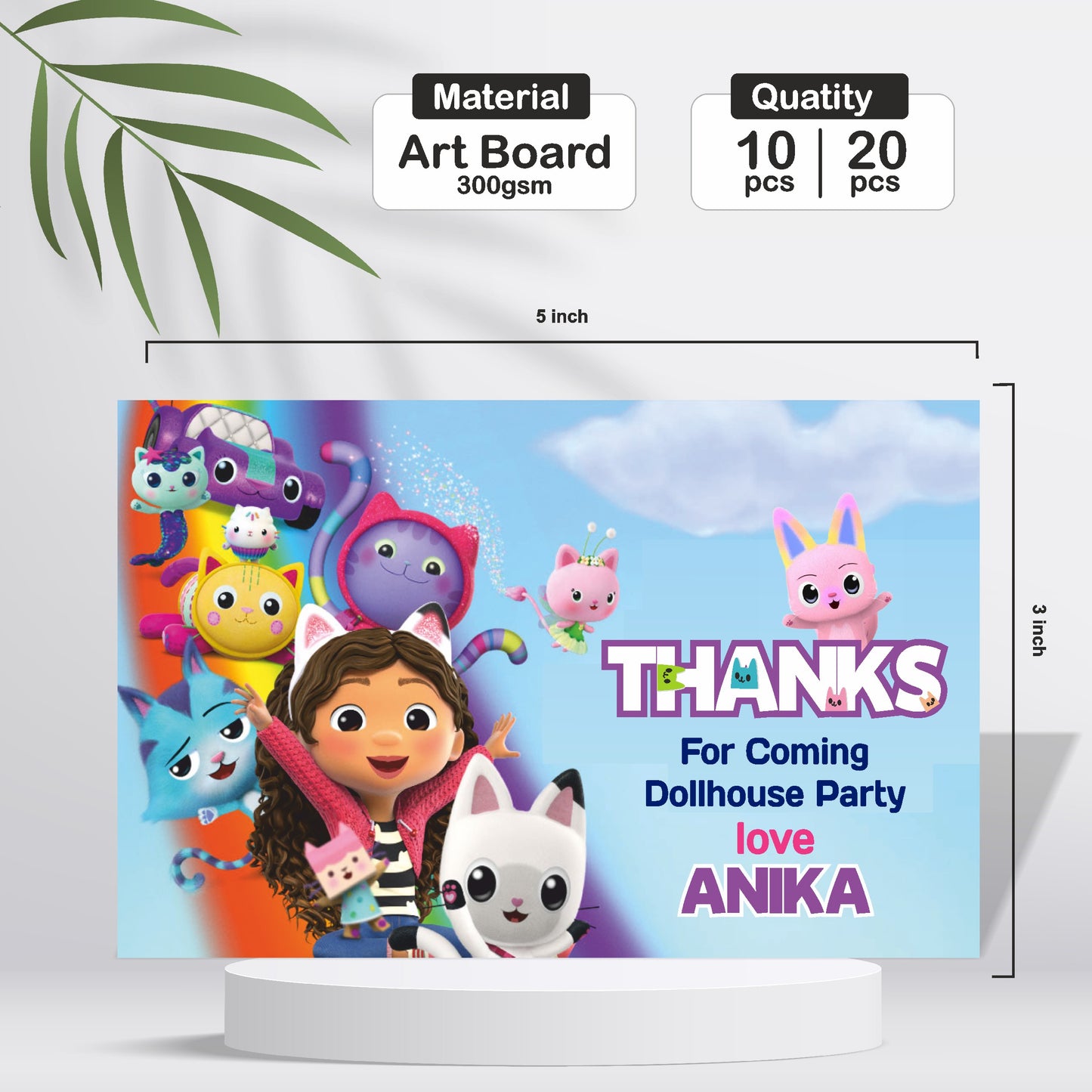 Gabby’s Dollhouse Theme Thank You Cards