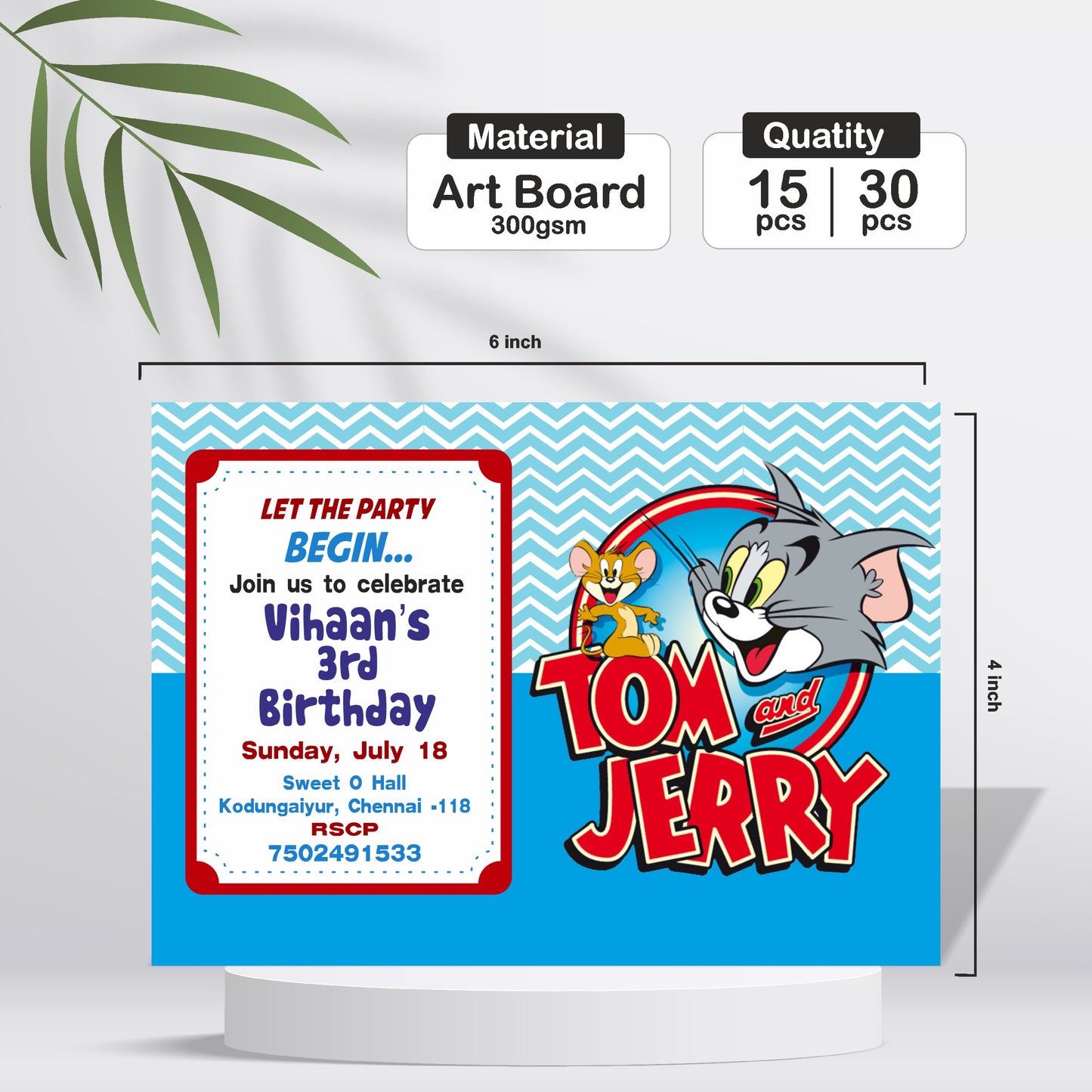 Tom & Jerry Theme Personalized Invite