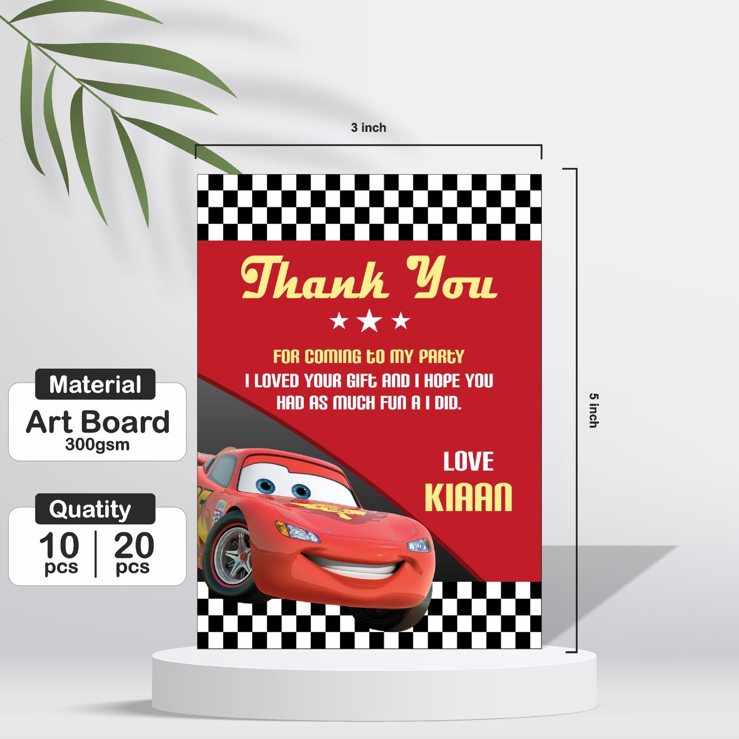 McQeen Car Theme Thank You Cards