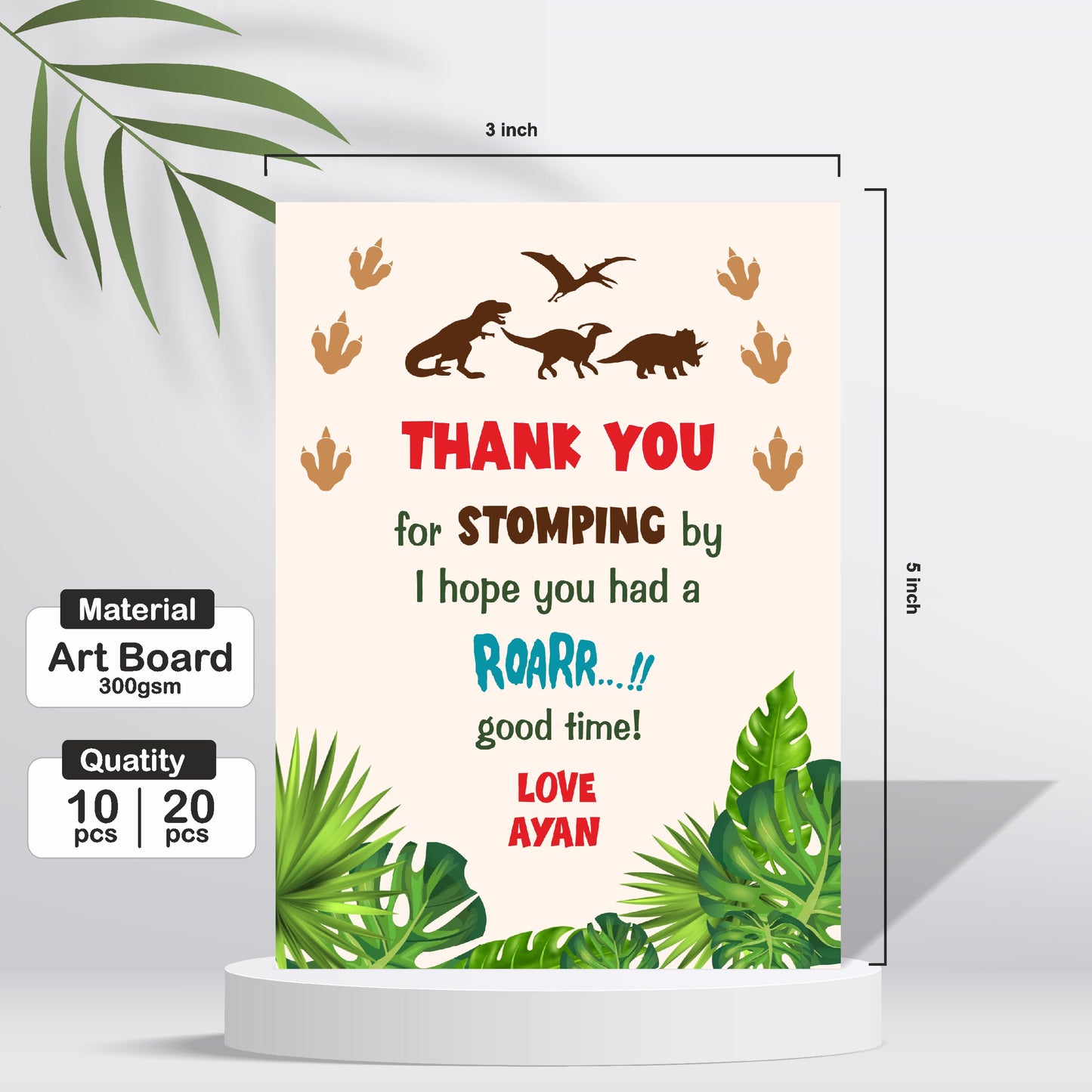 Dino Theme Customized Thank You Cards