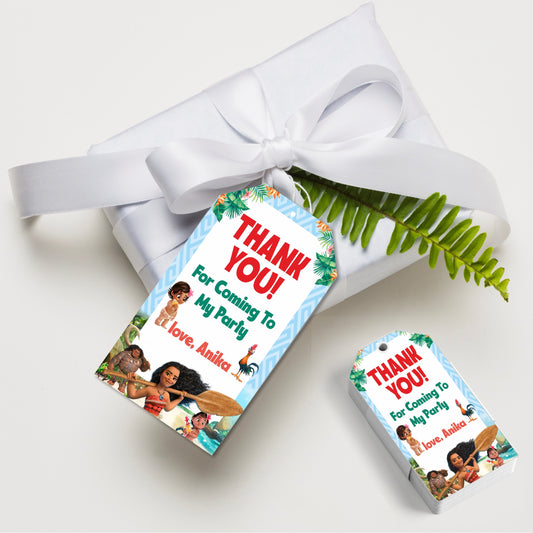 Moana Theme Thank You Tag