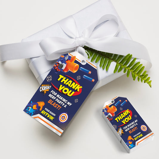 Nerf Gun Theme Thank You Tag