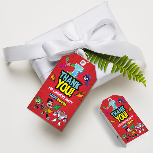 Teen Titans Theme Thank You Tag