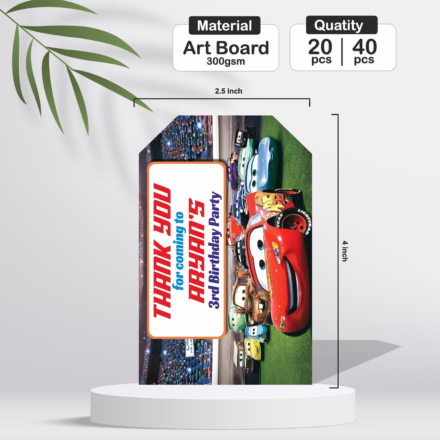 McQeen Car Theme Thank You Tag