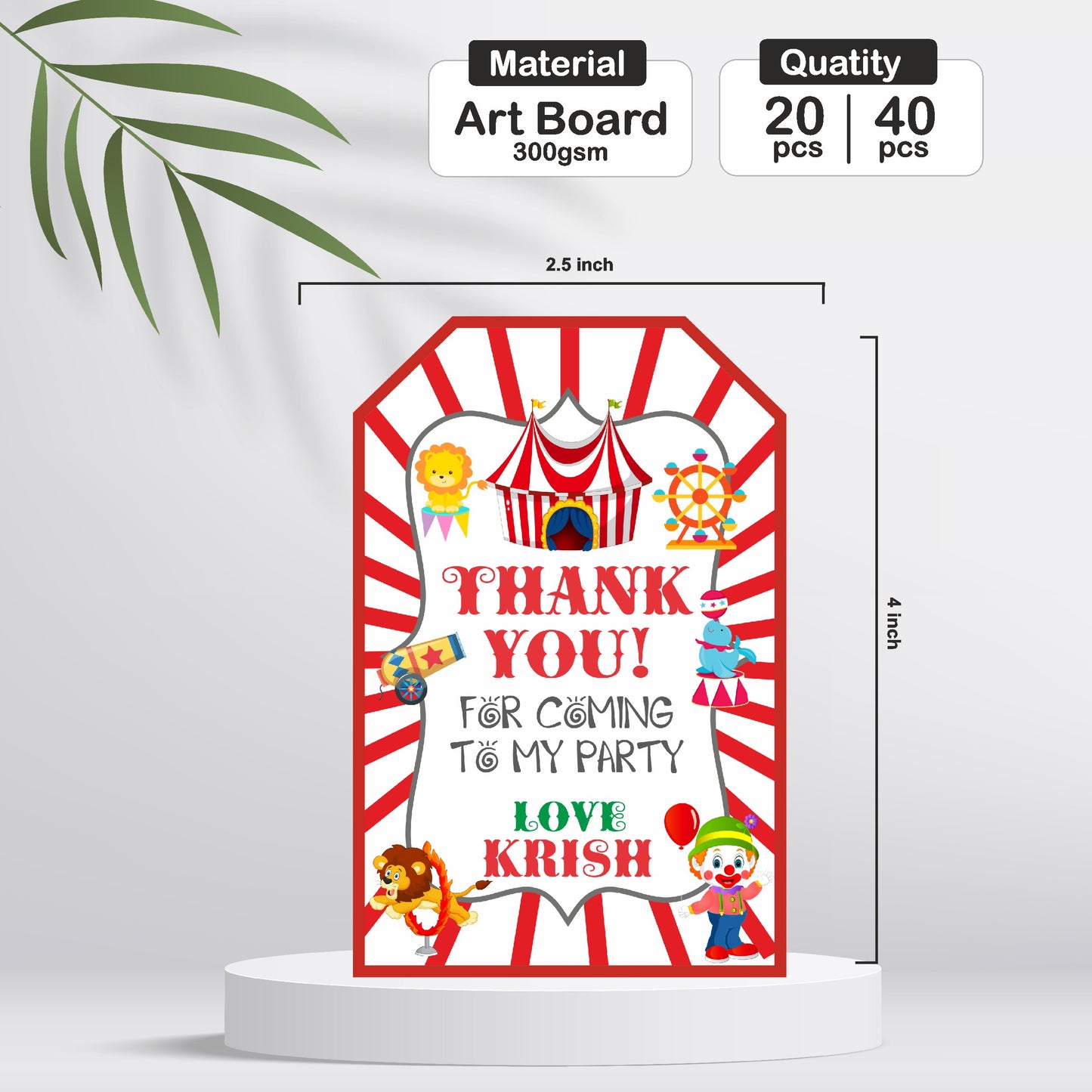 Carnival Theme Thank You Tag