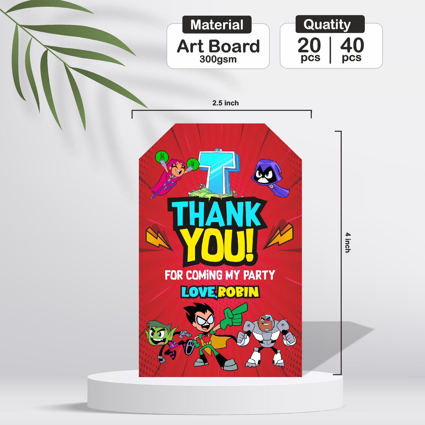 Teen Titans Theme Thank You Tag