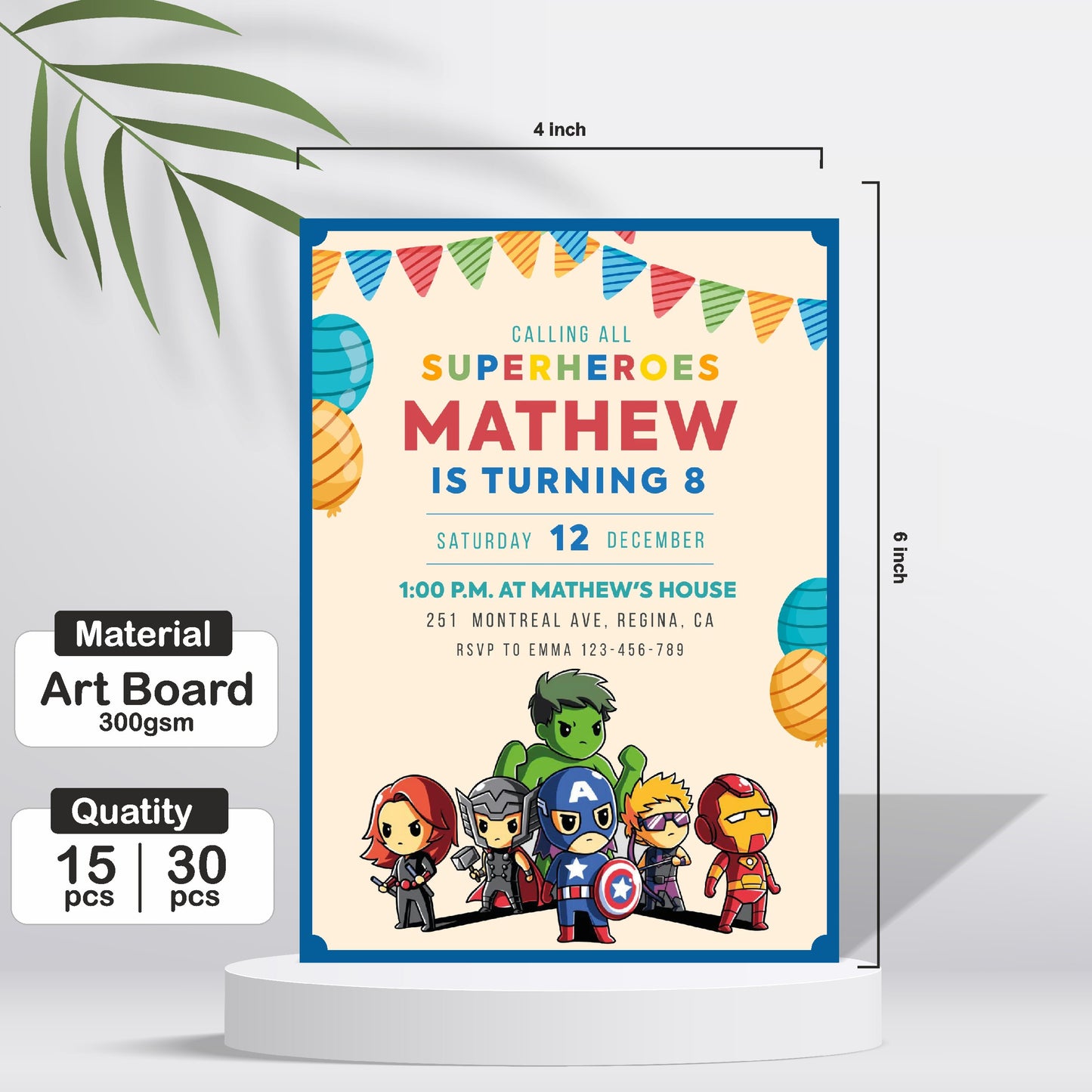 Avengers Theme Personalized Invite