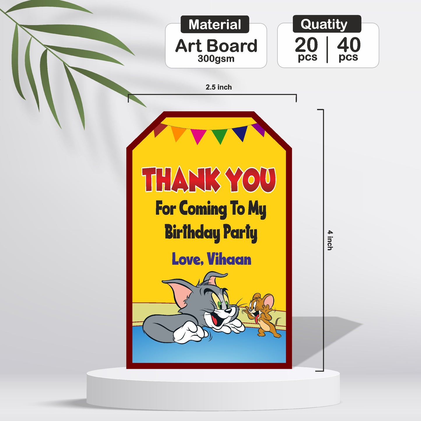 Tom & Jerry Theme Thank You Tag