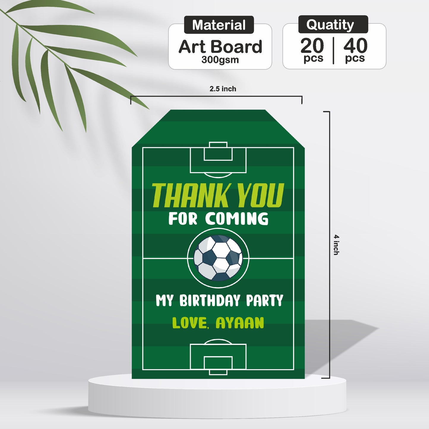 Football Theme Thank You Tag