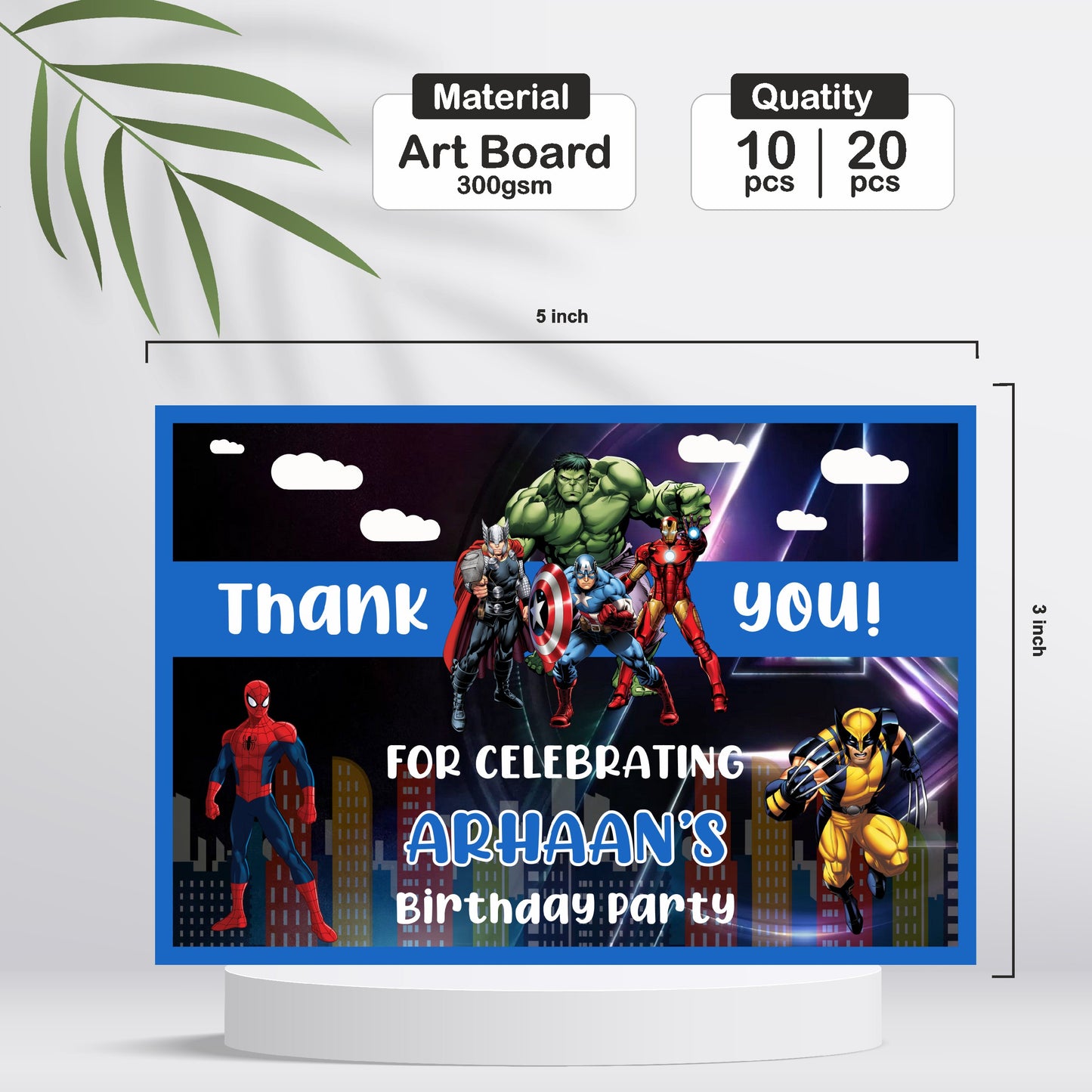 Avengers Theme Thank You Cards