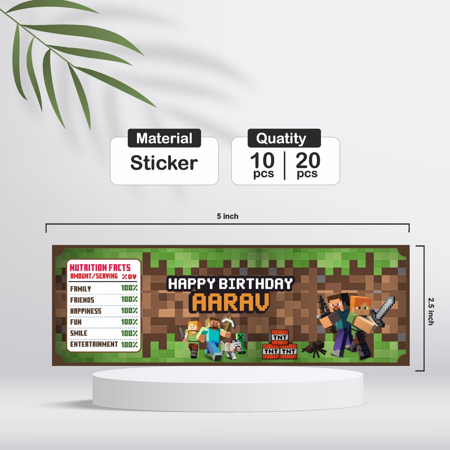 Minecraft Theme Water Bottle Sticker