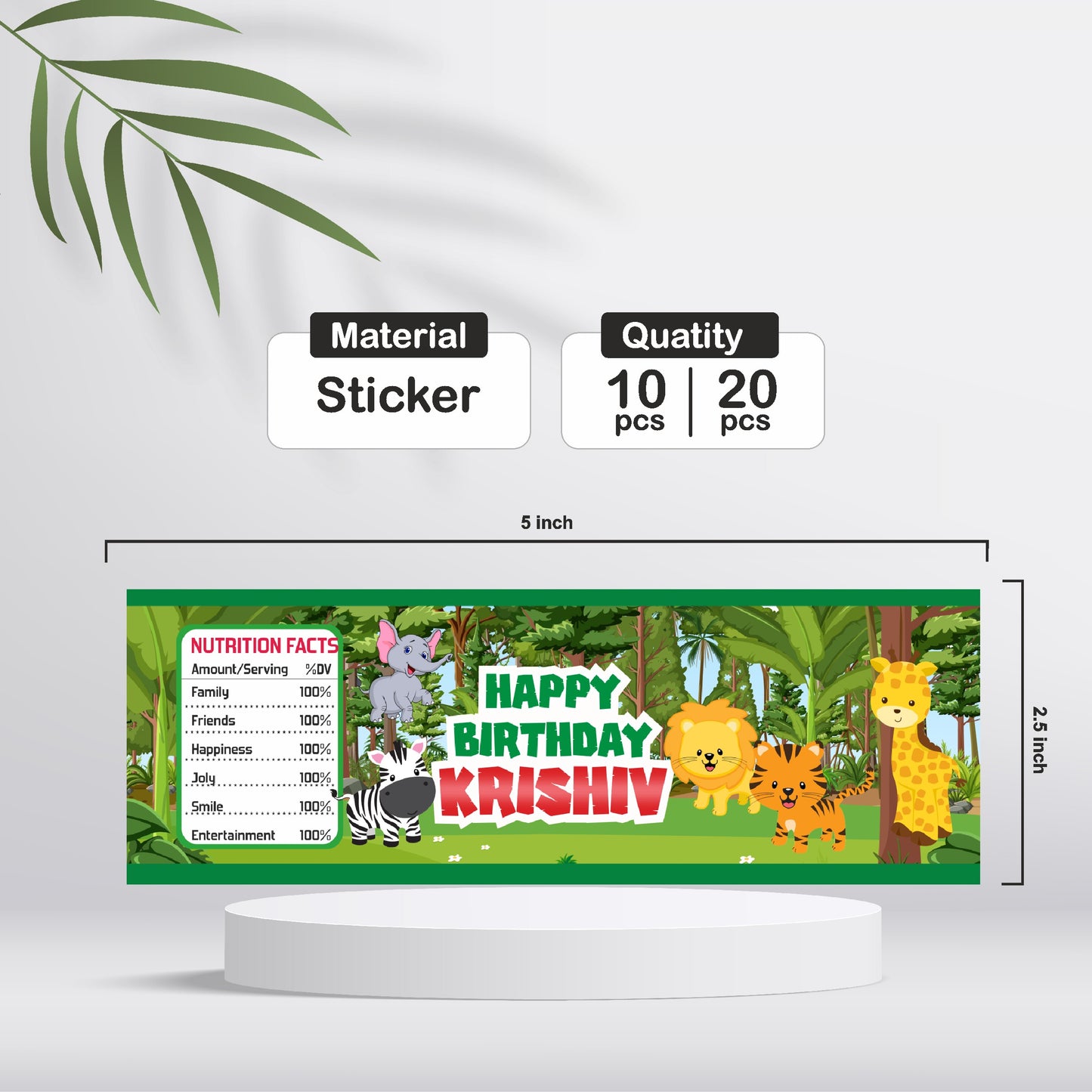 Jungle Theme Water Bottle Sticker