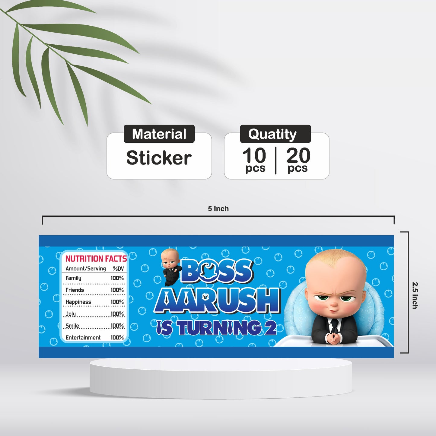 Boss Baby Theme Water Bottle Sticker