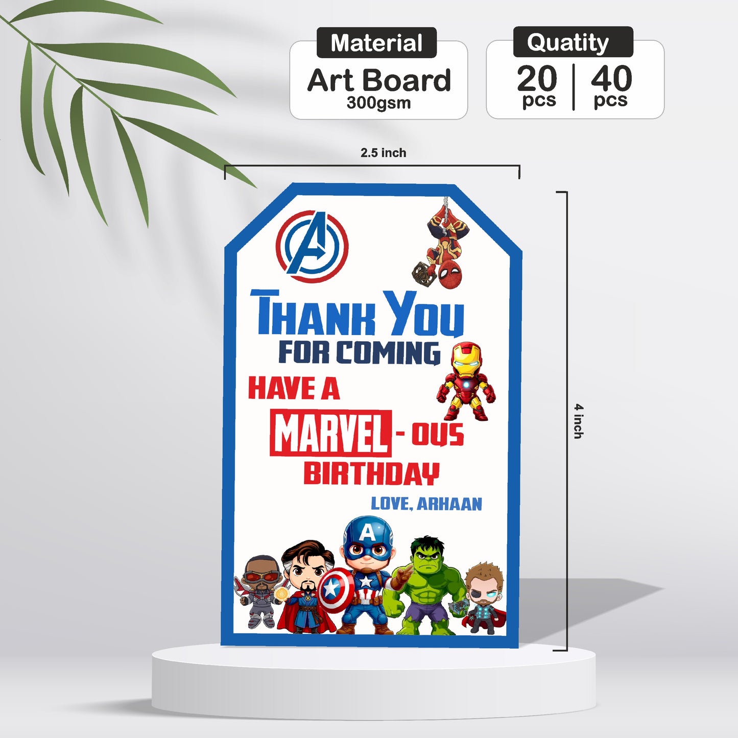 Avengers Theme Classic Thank You Tag