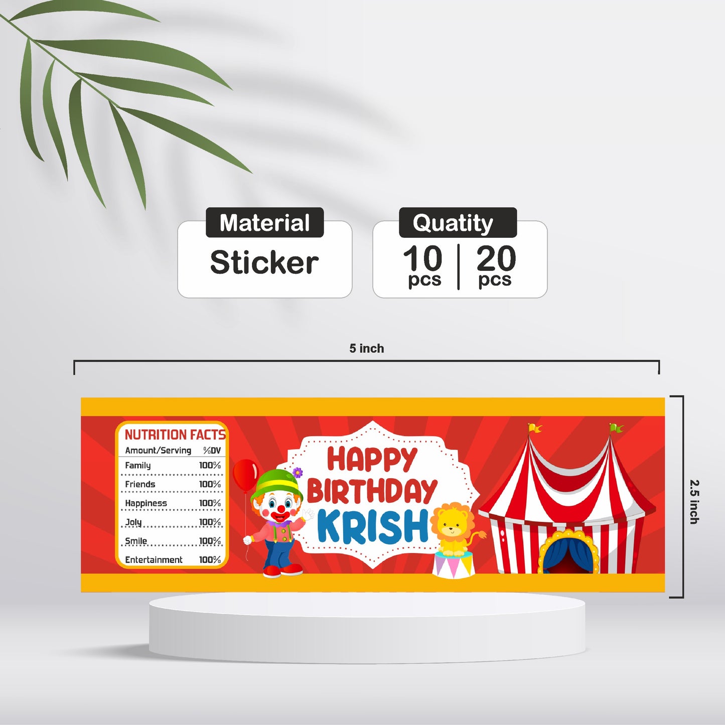 Carnival Theme Water Bottle Sticker