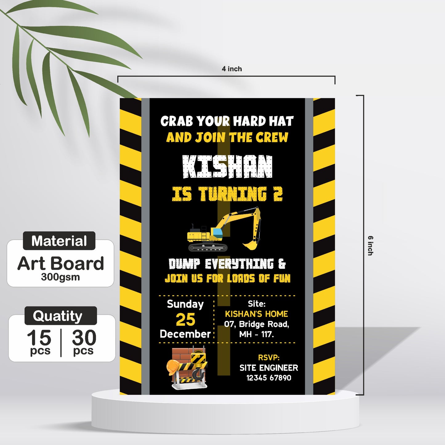 Construction Theme Invite