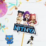 Kpop Demon Hunters cake and cupcake toppers