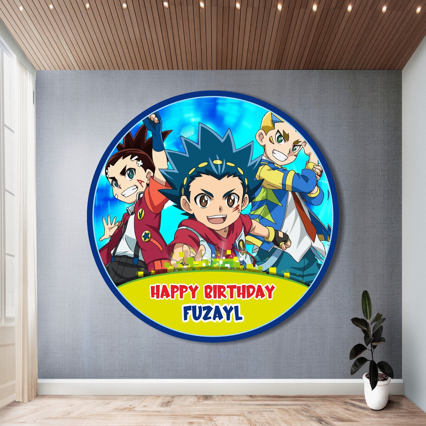 Beyblade Theme Customized Round Backdrop