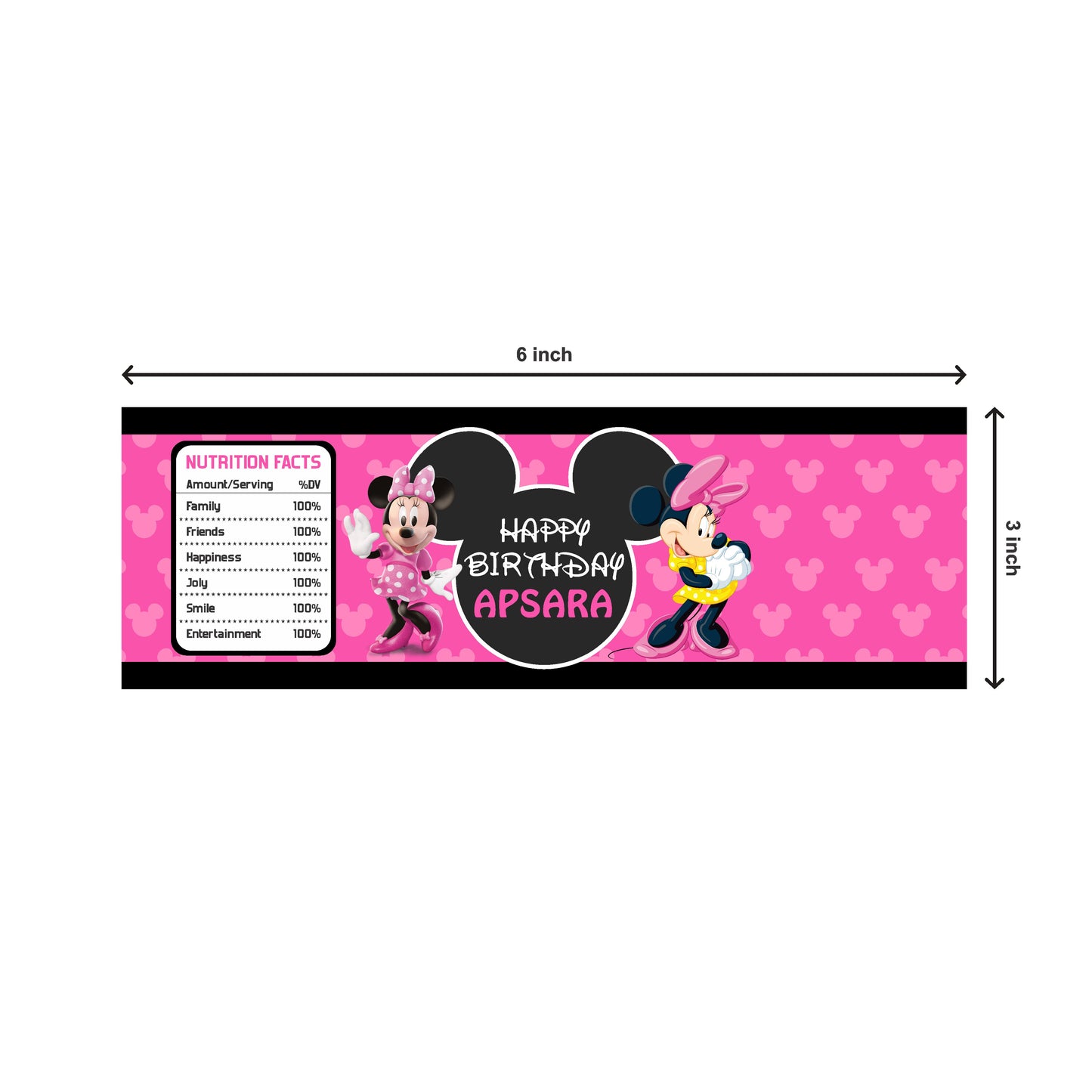 Minnie Mouse Theme Water Bottle Sticker