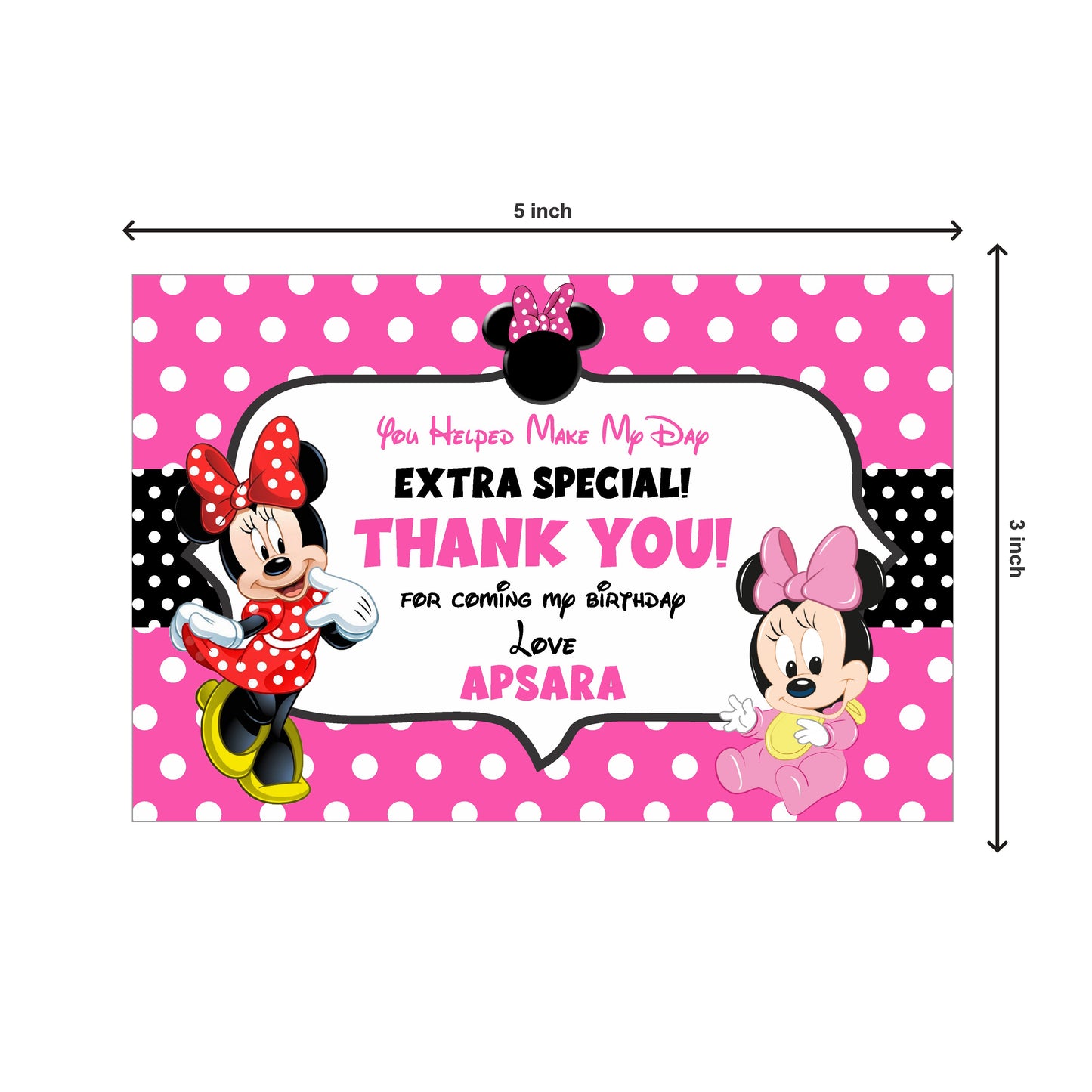 Minnie Mouse Theme Thank You Cards