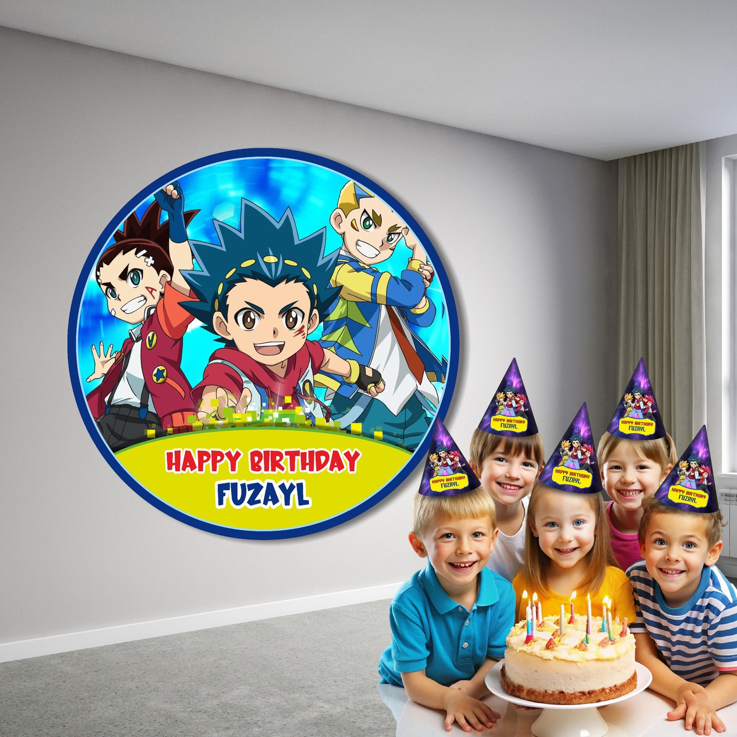 Beyblade Theme Customized Round Backdrop