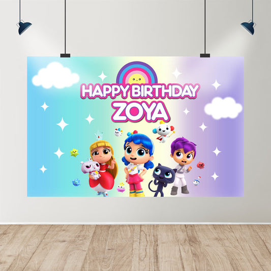 True & the Rainbow Kingdom Theme Personalized Backdrop